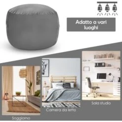 RELAX4LIFE Poltrona Sacco, Pouf, Sedile Singolo, Rivestimento Interno E Fodera In Velluto, Imbottitura In Spugna, Per Soggiorno, Camera Da Letto, Ufficio, Grigio, Peso Massimo 150 Kg, 91x91x61 Cm 9 RELAX4LIFE Poltrona Sacco, Pouf, Sedile Singolo, Rivestimento Interno E Fodera In Velluto, Imbottitura In Spugna, Per Soggiorno, Camera Da Letto, Ufficio, Grigio, Peso Massimo 150 Kg, 91x91x61 Cm -Armonia Casa 67415291 5