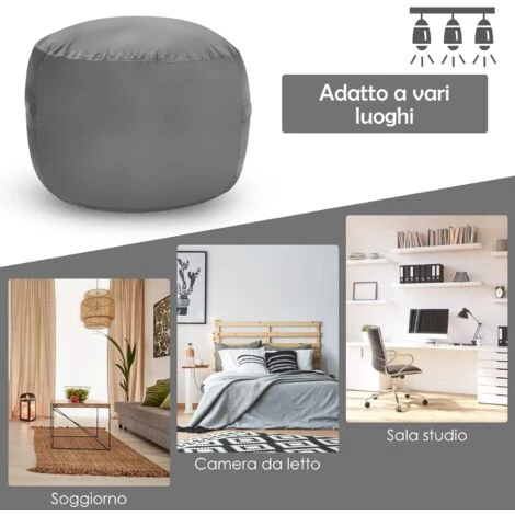 RELAX4LIFE Poltrona Sacco, Pouf, Sedile Singolo, Rivestimento Interno E Fodera In Velluto, Imbottitura In Spugna, Per Soggiorno, Camera Da Letto, Ufficio, Grigio, Peso Massimo 150 Kg, 91x91x61 Cm 5 RELAX4LIFE Poltrona Sacco, Pouf, Sedile Singolo, Rivestimento Interno E Fodera In Velluto, Imbottitura In Spugna, Per Soggiorno, Camera Da Letto, Ufficio, Grigio, Peso Massimo 150 Kg, 91x91x61 Cm - immagine 5