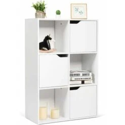 RELAX4LIFE Armadietto A 3 Ripiani Con 6 Cubi Portaoggetti Con Ante, Mobiletto In Legno Per Soggiorno, Espositore Per Libri, Giocatoli E Piante Con Dispositivo Antiribaltamento, 60 X 29 X 90 Cm, Bianco 7 RELAX4LIFE Armadietto A 3 Ripiani Con 6 Cubi Portaoggetti Con Ante, Mobiletto In Legno Per Soggiorno, Espositore Per Libri, Giocatoli E Piante Con Dispositivo Antiribaltamento, 60 X 29 X 90 Cm, Bianco -Armonia Casa 67415353 3