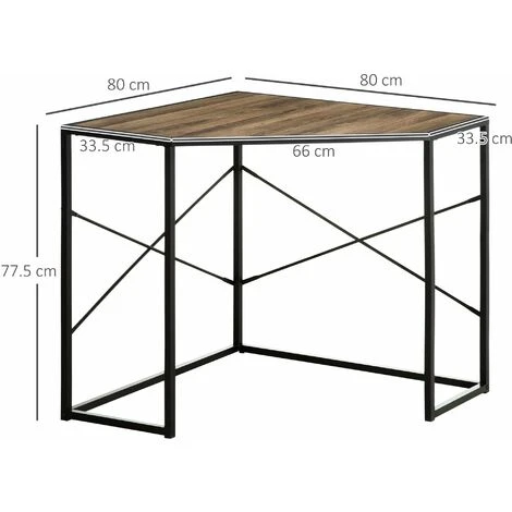 HOMCOM Scrivania Angolare A L Per Computer In Acciaio E Truciolato, 80x80x77.5 Cm, Nera E Marrone 3 HOMCOM Scrivania Angolare A L Per Computer In Acciaio E Truciolato, 80x80x77.5 Cm, Nera E Marrone - immagine 3