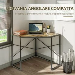 HOMCOM Scrivania Angolare A L Per Computer In Acciaio E Truciolato, 80x80x77.5 Cm, Nera E Marrone 8 HOMCOM Scrivania Angolare A L Per Computer In Acciaio E Truciolato, 80x80x77.5 Cm, Nera E Marrone -Armonia Casa 67558448 4