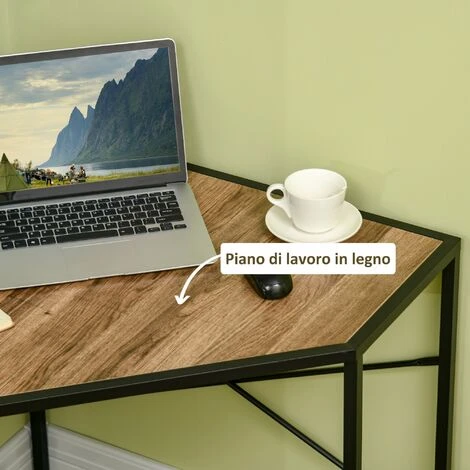 HOMCOM Scrivania Angolare A L Per Computer In Acciaio E Truciolato, 80x80x77.5 Cm, Nera E Marrone 5 HOMCOM Scrivania Angolare A L Per Computer In Acciaio E Truciolato, 80x80x77.5 Cm, Nera E Marrone - immagine 5