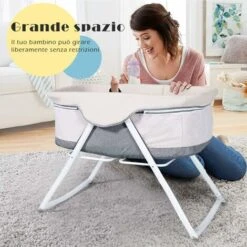 DREAMADE Culla Da Viaggio, Culla Neonato Pieghevole Con Funzione Dondolo,con Borsa Da Trasporto (Grigio) 8 DREAMADE Culla Da Viaggio, Culla Neonato Pieghevole Con Funzione Dondolo,con Borsa Da Trasporto (Grigio) -Armonia Casa 67647425 4