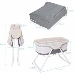 DREAMADE Culla Da Viaggio, Culla Neonato Pieghevole Con Funzione Dondolo,con Borsa Da Trasporto (Grigio) 9 DREAMADE Culla Da Viaggio, Culla Neonato Pieghevole Con Funzione Dondolo,con Borsa Da Trasporto (Grigio) -Armonia Casa 67647425 5