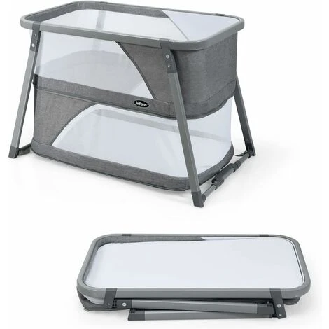 DREAMADE Lettino Da Viaggio 3 In 1 Convertibile In Letto A Dondolo E Letto Da Gioco, Box Culla Neonato Regolabile Con Materasso Per 0 A 24 Mesi, Carico Massimo 22 Kg, Grigio, In Metallo, 107x64x71 Cm 1 DREAMADE Lettino Da Viaggio 3 In 1 Convertibile In Letto A Dondolo E Letto Da Gioco, Box Culla Neonato Regolabile Con Materasso Per 0 A 24 Mesi, Carico Massimo 22 Kg, Grigio, In Metallo, 107x64x71 Cm