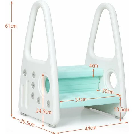 DREAMADE Pedane Alzabimbo, Sgabello Rialzo Con Bracciali Per Bambini Piccoli, Sgabello Scala A 2 Gradini In Plastica Antiscivolo Di Sicurezza, Ideale Per WC E Cucina, 44x39,5x61 Cm (Blu) 4 DREAMADE Pedane Alzabimbo, Sgabello Rialzo Con Bracciali Per Bambini Piccoli, Sgabello Scala A 2 Gradini In Plastica Antiscivolo Di Sicurezza, Ideale Per WC E Cucina, 44x39,5x61 Cm (Blu) - immagine 4