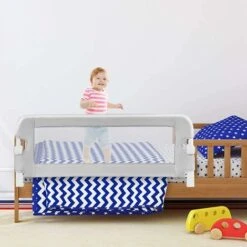 DREAMADE Sponda Per Il Letto 100 Cm, Sponda Letto Di Sicurezza Per Bambini Piccoli, Sponda Pieghevole Anti Caduta Per Bimbi, Sponda Universale Per Letti Singoli E Matrimoniali (Grigio)