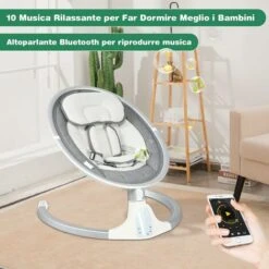 DREAMADE Sdraietta A Dondolo Elettrica, Culla Elettrica Per Neonati 0-6 Mesi Con Cintura Di Sicurezza, Zanzariera E Giocattoli, 5 Angoli Di Rotazione E Funzioni Musicali E Bluetooth,77x62x52 Cm 8 DREAMADE Sdraietta A Dondolo Elettrica, Culla Elettrica Per Neonati 0-6 Mesi Con Cintura Di Sicurezza, Zanzariera E Giocattoli, 5 Angoli Di Rotazione E Funzioni Musicali E Bluetooth,77x62x52 Cm -Armonia Casa 67647511 4