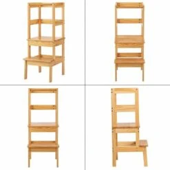 DREAMADE Sedia A Torre Alzabimbo In Legno Di Pino, Sedia Con Poggiapiedi E Barra Anticaduta, Torre Di Apprendimento Con 2 Gradini Per Bambini, Mobile Alzabimbo Per Cameretta/Cucina/Bagno (Naturale) 8 DREAMADE Sedia A Torre Alzabimbo In Legno Di Pino, Sedia Con Poggiapiedi E Barra Anticaduta, Torre Di Apprendimento Con 2 Gradini Per Bambini, Mobile Alzabimbo Per Cameretta/Cucina/Bagno (Naturale) -Armonia Casa 67652882 4