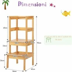 DREAMADE Sedia A Torre Alzabimbo In Legno Di Pino, Sedia Con Poggiapiedi E Barra Anticaduta, Torre Di Apprendimento Con 2 Gradini Per Bambini, Mobile Alzabimbo Per Cameretta/Cucina/Bagno (Naturale) 9 DREAMADE Sedia A Torre Alzabimbo In Legno Di Pino, Sedia Con Poggiapiedi E Barra Anticaduta, Torre Di Apprendimento Con 2 Gradini Per Bambini, Mobile Alzabimbo Per Cameretta/Cucina/Bagno (Naturale) -Armonia Casa 67652882 5