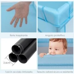 COSTWAY Box Per Bambini, Recinto Per Neonati, Centro Attività Stabile E Atossico, Box Per Interno Ed Esterno Con Palline (Blu) -Armonia Casa 67875631 4