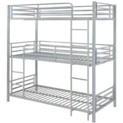Letto A Castello Triplo 3 X 90 X 190 Cm Metallo Argento - ELOUAN III