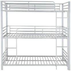 Letto A Castello Triplo 3 X 90 X 190 Cm Metallo Argento - ELOUAN III -Armonia Casa 68274960 5