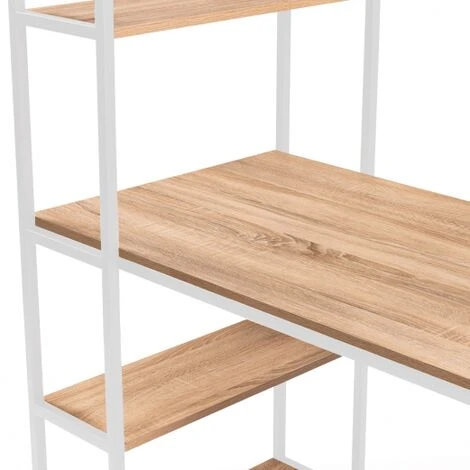 Libreria Scrivania DETROIT Design Industriale Legno E Metallo Bianco 3 Libreria Scrivania DETROIT Design Industriale Legno E Metallo Bianco - immagine 3