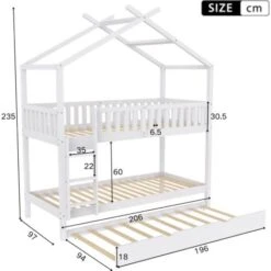 Letto A Castello, Letto Per Bambino Con Estraibile Letto, Tre Letti, In Legno Massello Con Recinzione, 90x200 Cm, Grigio 9 Letto A Castello, Letto Per Bambino Con Estraibile Letto, Tre Letti, In Legno Massello Con Recinzione, 90x200 Cm, Grigio -Armonia Casa 68969852 5