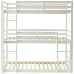 Letto A Castello Triplo 3 X 90 X 200 Cm Abete Bianco - VAGAR -Armonia Casa 69610868 4