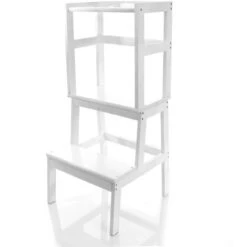 Torre Montessoriana Toboli In Legno Bianco 43x40x91cm Con Ringhiera Sgabello Montessori Per Cucina -Armonia Casa 69645389 4