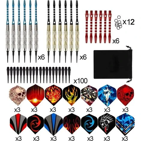 MINKUROW Freccette Con Punta In Plastica, Set Professionale Di 12 Freccette Morbide, Freccette Elettroniche Morbide Da 18 G/Pezzo E 100 Punte Extra + 42 Alette + 6 Aste In Alluminio 2 MINKUROW Freccette Con Punta In Plastica, Set Professionale Di 12 Freccette Morbide, Freccette Elettroniche Morbide Da 18 G/Pezzo E 100 Punte Extra + 42 Alette + 6 Aste In Alluminio - immagine 2