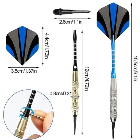 MINKUROW Freccette Con Punta In Plastica, Set Professionale Di 12 Freccette Morbide, Freccette Elettroniche Morbide Da 18 G/Pezzo E 100 Punte Extra + 42 Alette + 6 Aste In Alluminio 3 MINKUROW Freccette Con Punta In Plastica, Set Professionale Di 12 Freccette Morbide, Freccette Elettroniche Morbide Da 18 G/Pezzo E 100 Punte Extra + 42 Alette + 6 Aste In Alluminio - immagine 3