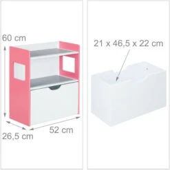 Relaxdays Scaffale Per Bambini, 2 Ripiani, Scomparto Con Ruote, HLP 60x52x26,5 Cm, Mobile Portagiochi, In MDF, Colorato -Armonia Casa 70638452 4