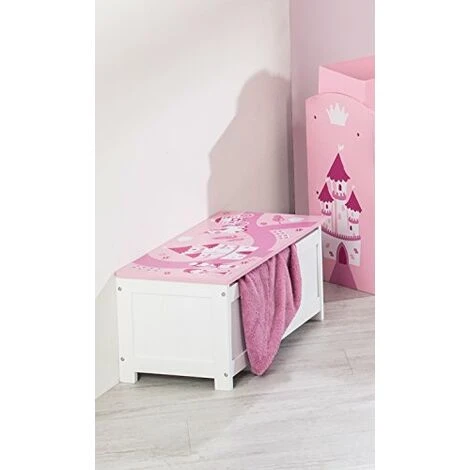 Roba Cassapanca Per GiocattoliKrone In Legno, Bianco/Rosa 2 Roba Cassapanca Per GiocattoliKrone In Legno, Bianco/Rosa - immagine 2