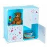 Relaxdays Scaffale Porta-Giocattoli Per Bambini, Motivi Orsetti 4 Scomparti Componibile, DIY, HLP 75 X 75 X 36,5 Cm, Blu, PP, ABS, Metallo, 75 X 109,5 X 36,5 Cm