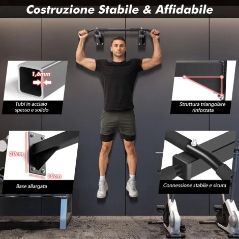 COSTWAY Barra Per Trazioni A Muro, Barra Per Trazioni Con Impugnature In Schiuma Morbida, Sbarra Multifunzionale Per Allenamento Di Tutto Il Corpo, Carico Massimo 200 Kg, 95 X 50 X 19,5 Cm 2 COSTWAY Barra Per Trazioni A Muro, Barra Per Trazioni Con Impugnature In Schiuma Morbida, Sbarra Multifunzionale Per Allenamento Di Tutto Il Corpo, Carico Massimo 200 Kg, 95 X 50 X 19,5 Cm - immagine 2