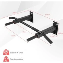 COSTWAY Barra Per Trazioni A Muro, Barra Per Trazioni Con Impugnature In Schiuma Morbida, Sbarra Multifunzionale Per Allenamento Di Tutto Il Corpo, Carico Massimo 200 Kg, 95 X 50 X 19,5 Cm 9 COSTWAY Barra Per Trazioni A Muro, Barra Per Trazioni Con Impugnature In Schiuma Morbida, Sbarra Multifunzionale Per Allenamento Di Tutto Il Corpo, Carico Massimo 200 Kg, 95 X 50 X 19,5 Cm -Armonia Casa 71355883 5