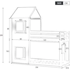 Letto A Castello Per Bambini 90x200cm Con Scaletta E Tetto Legno Di Pino - Bianco -Armonia Casa 71496553 5