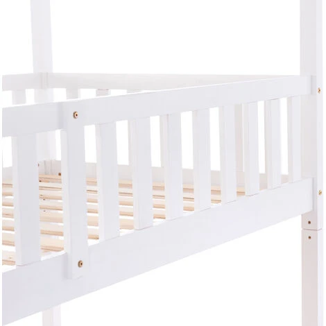 Letto A Castello Per Bambini 90x200 Cm Con In Pino Tre Letti, Allungabile Anticaduta, Bianco 5 Letto A Castello Per Bambini 90x200 Cm Con In Pino Tre Letti, Allungabile Anticaduta, Bianco - immagine 5