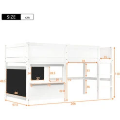 Letto Per Bambini Letto A Castello 90x200 Cm Con 2 Lavagne Graffiti E Ripiano - Bianco -Armonia Casa 71496589 3