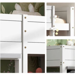 Letto Per Bambini Letto A Castello 90x200 Cm Con 2 Lavagne Graffiti E Ripiano - Bianco -Armonia Casa 71496589 4