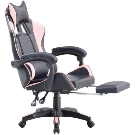Sedia Gaming Reclinabile Con Poggiapiedi Estraibile Rosa E Nera 4 Sedia Gaming Reclinabile Con Poggiapiedi Estraibile Rosa E Nera - immagine 4