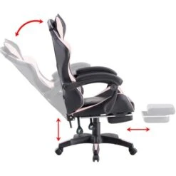 Sedia Gaming Reclinabile Con Poggiapiedi Estraibile Rosa E Nera 9 Sedia Gaming Reclinabile Con Poggiapiedi Estraibile Rosa E Nera -Armonia Casa 71802432 5