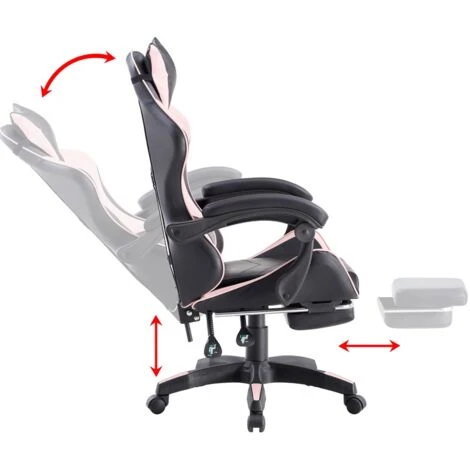 Sedia Gaming Reclinabile Con Poggiapiedi Estraibile Rosa E Nera 5 Sedia Gaming Reclinabile Con Poggiapiedi Estraibile Rosa E Nera - immagine 5