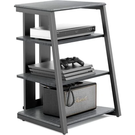 FITUEYES HiFi Shelf AV Shelf 4-level Stand Di Legno Con Ripiani In Legno Per Giradischi DVD Player Xbox Supporto HIFI Rack, Nero 1 FITUEYES HiFi Shelf AV Shelf 4-level Stand Di Legno Con Ripiani In Legno Per Giradischi DVD Player Xbox Supporto HIFI Rack, Nero