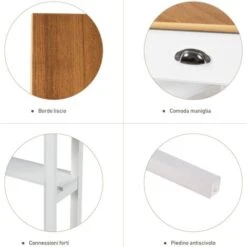 COSTWAY Scrivania Angolare In Legno Per Computer, Scrivania Porta PC Cassetto E Ripiano, Scrivania Salvaspazio E Moderna Per Ufficio E Studio, Naturale -Armonia Casa 72856543 4