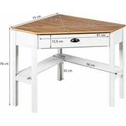 COSTWAY Scrivania Angolare In Legno Per Computer, Scrivania Porta PC Cassetto E Ripiano, Scrivania Salvaspazio E Moderna Per Ufficio E Studio, Naturale -Armonia Casa 72856543 5