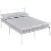 Yaheetech Letto Matrimoniale In Ferro Battuto Con Doghe Struttura Letto In Metallo 143 X 197 Cm Stile Rustico Moderno Bianco