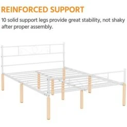 Yaheetech Letto Matrimoniale In Ferro Battuto Con Doghe Struttura Letto In Metallo 143 X 197 Cm Stile Rustico Moderno Bianco -Armonia Casa 75170656 5