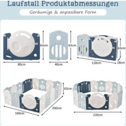 Box Per Bambini Pieghevole Con Altalena, Scivolo E Canestro Da Basket Per Bambini 6 Mesi-6 Anni 160x200x63 Cm - Blu -Armonia Casa 75424828 5