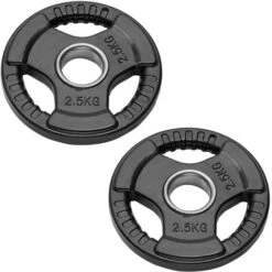 Coppia Dischi Olimpici Per Bilancieri E Manubri Bumper Plates Foro Da 50 Mm Dischi Peso Gommati Da 2,5 Kg A 20 Kg (2 Dischi Da 2,5 Kg) FFitness