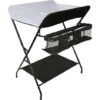 Lettino Pieghevole Portatile Per La Cura Dei Pannolini Fasciatoio Con Cestello Portaoggetti 79x55.5x96cm Bianco E Nero