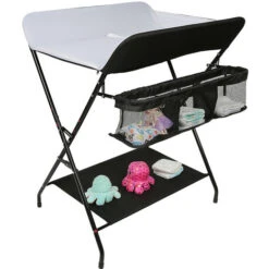 Lettino Pieghevole Portatile Per La Cura Dei Pannolini Fasciatoio Con Cestello Portaoggetti 79x55.5x96cm Bianco E Nero -Armonia Casa 76183777 4