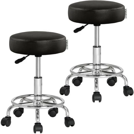 Casaria Sgabello Da Ufficio Seduta Girevole A 360° Morbida 10 Cm Altezza Regolabile 51-65 Cm Sedia Home-Office Sedia Per Centro Estetico Fisioterapista Studio Medico 2x Black (en) 1 Casaria Sgabello Da Ufficio Seduta Girevole A 360° Morbida 10 Cm Altezza Regolabile 51-65 Cm Sedia Home-Office Sedia Per Centro Estetico Fisioterapista Studio Medico 2x Black (en)