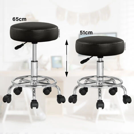 Casaria Sgabello Da Ufficio Seduta Girevole A 360° Morbida 10 Cm Altezza Regolabile 51-65 Cm Sedia Home-Office Sedia Per Centro Estetico Fisioterapista Studio Medico 2x Black (en) 4 Casaria Sgabello Da Ufficio Seduta Girevole A 360° Morbida 10 Cm Altezza Regolabile 51-65 Cm Sedia Home-Office Sedia Per Centro Estetico Fisioterapista Studio Medico 2x Black (en) - immagine 4