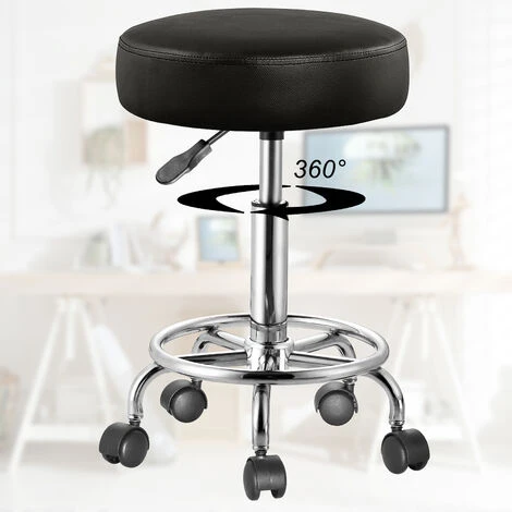 Casaria Sgabello Da Ufficio Seduta Girevole A 360° Morbida 10 Cm Altezza Regolabile 51-65 Cm Sedia Home-Office Sedia Per Centro Estetico Fisioterapista Studio Medico 2x Black (en) 5 Casaria Sgabello Da Ufficio Seduta Girevole A 360° Morbida 10 Cm Altezza Regolabile 51-65 Cm Sedia Home-Office Sedia Per Centro Estetico Fisioterapista Studio Medico 2x Black (en) - immagine 5