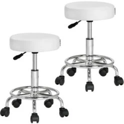 Casaria Sgabello Da Ufficio Seduta Girevole A 360° Morbida 10 Cm Altezza Regolabile 51-65 Cm Sedia Home-Office Sedia Per Centro Estetico Fisioterapista Studio Medico 2er Set Weiß (de)