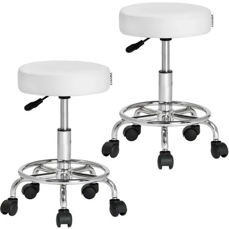 Casaria Sgabello Da Ufficio Seduta Girevole A 360° Morbida 10 Cm Altezza Regolabile 51-65 Cm Sedia Home-Office Sedia Per Centro Estetico Fisioterapista Studio Medico 2er Set Weiß (de) 1 Casaria Sgabello Da Ufficio Seduta Girevole A 360° Morbida 10 Cm Altezza Regolabile 51-65 Cm Sedia Home-Office Sedia Per Centro Estetico Fisioterapista Studio Medico 2er Set Weiß (de)