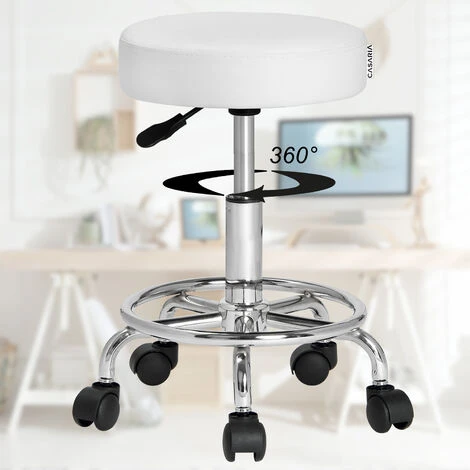 Casaria Sgabello Da Ufficio Seduta Girevole A 360° Morbida 10 Cm Altezza Regolabile 51-65 Cm Sedia Home-Office Sedia Per Centro Estetico Fisioterapista Studio Medico 2er Set Weiß (de) 5 Casaria Sgabello Da Ufficio Seduta Girevole A 360° Morbida 10 Cm Altezza Regolabile 51-65 Cm Sedia Home-Office Sedia Per Centro Estetico Fisioterapista Studio Medico 2er Set Weiß (de) - immagine 5